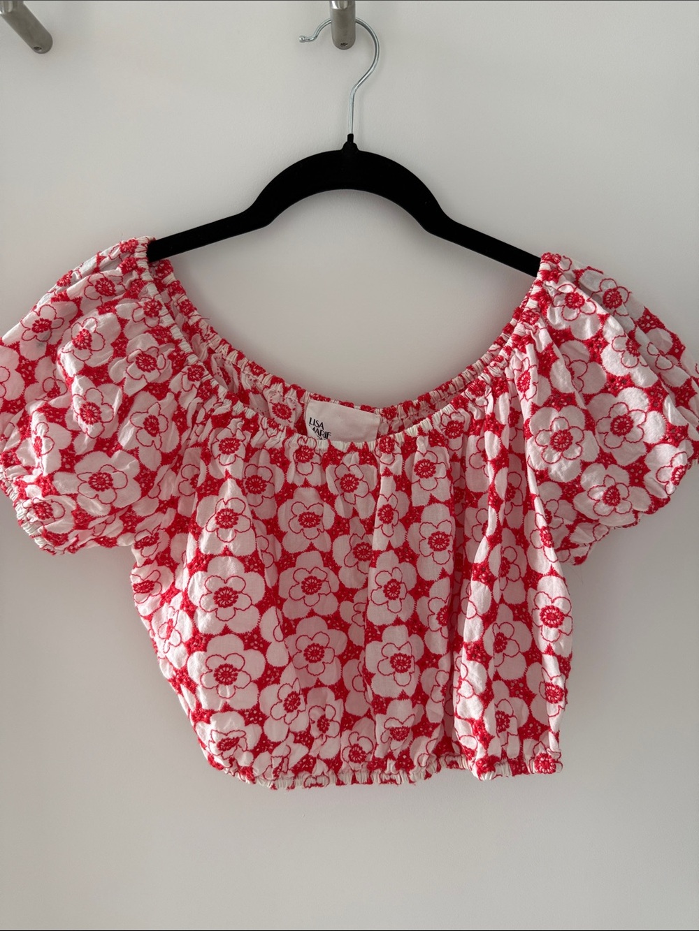 Lisa Marie Fernandez Floral Off-Shoulder Crop Top